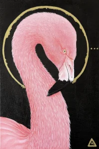 Flamingo Bird Painting on Canvas, by artist Diana Roca